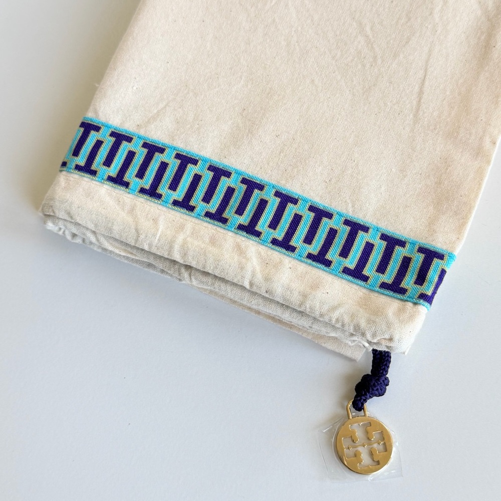 Tory Burch New Turqouise Blue Trim Band Accessories Purse Dust Bag